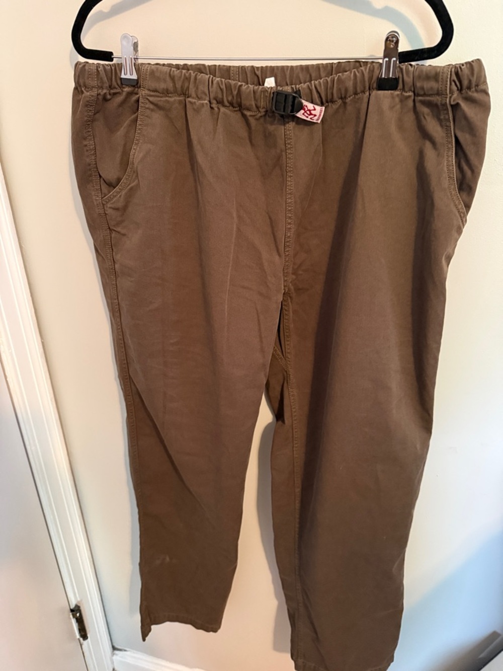 Relaxed Fit Brown Men’s Pants with Elastic Waist